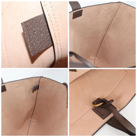 GUCCI GG Supreme Web Sherry Line Tote Bag PVC Beige Gold Red Auth 135289M - Picture 16 of 16